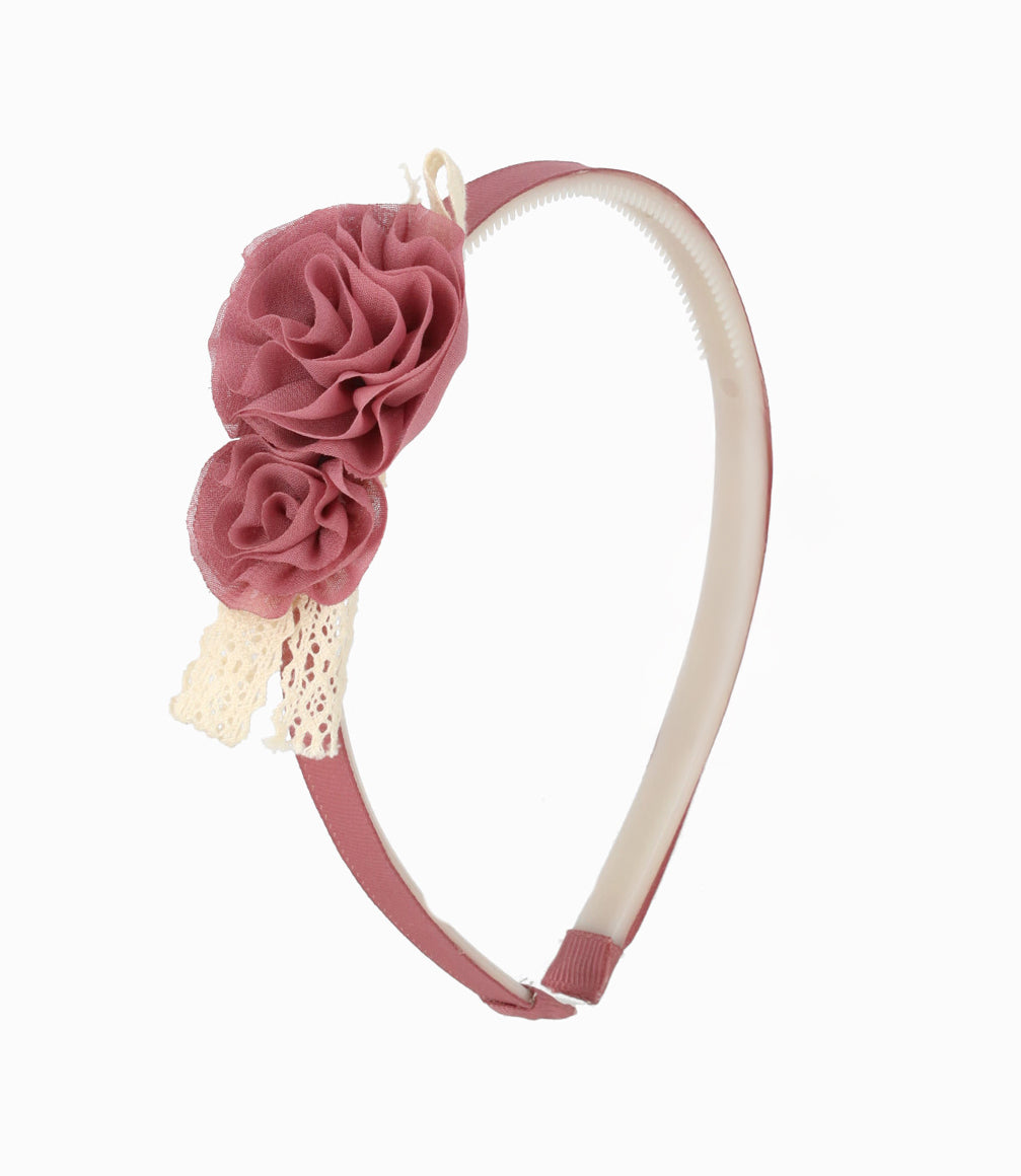 Cintillo niña con flor Talla única / Burdeo