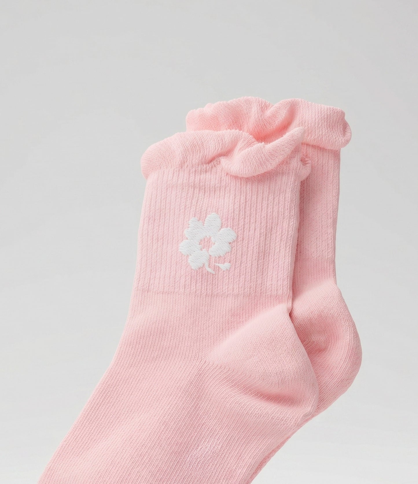 Calcetín niña con flores y vuelos 0-1 años / Rosado
