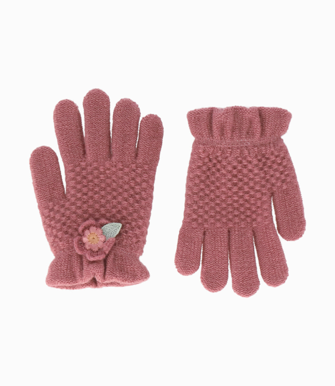 Guantes niña con flores Talla única / Palo Rosa