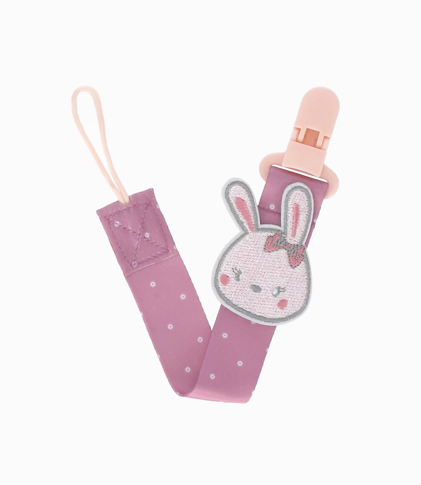 Porta chupete recién nacida con conejo Talla única / Palo Rosa