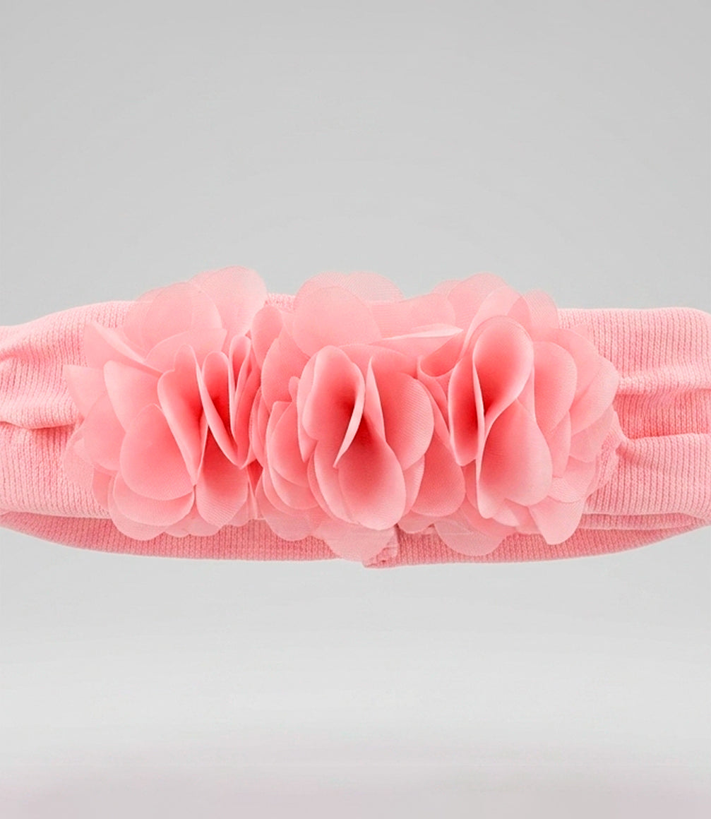 Cintillo recién nacida con flores Talla única / Rosado