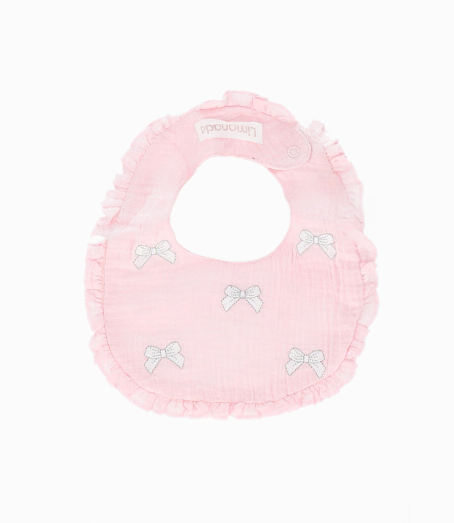 Babero recién nacida con lazos Talla única / Rosado