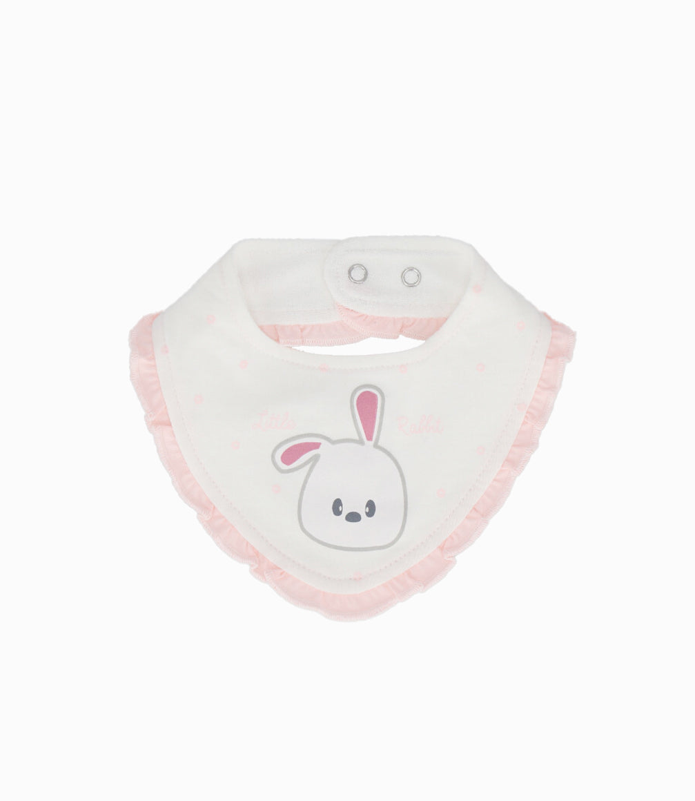 Babero recién nacida con conejo Talla única / Rosado