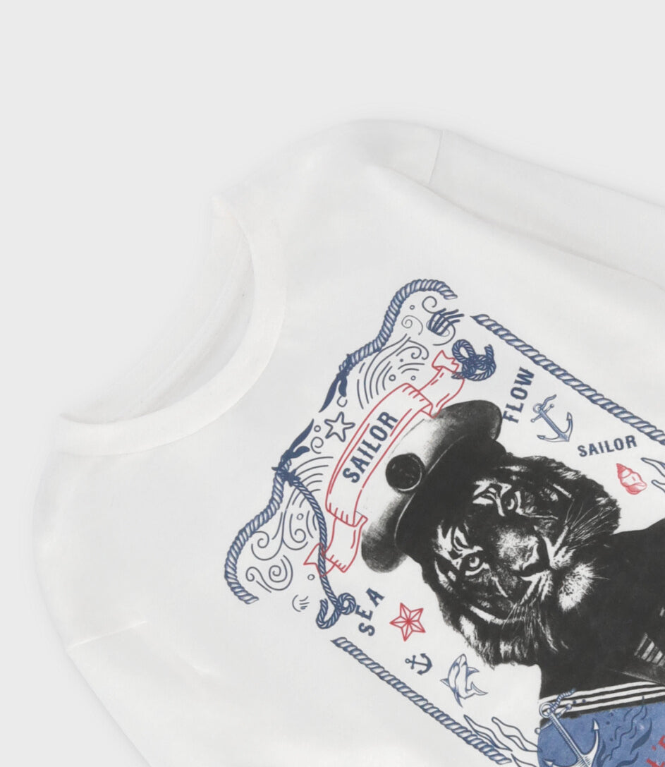 Polera niño con tigre 2 años / Blanco