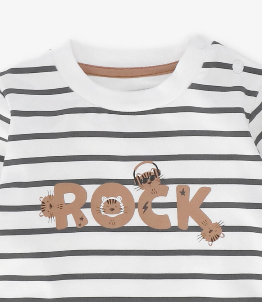 Polera bebé niño rock 6 meses / Gris