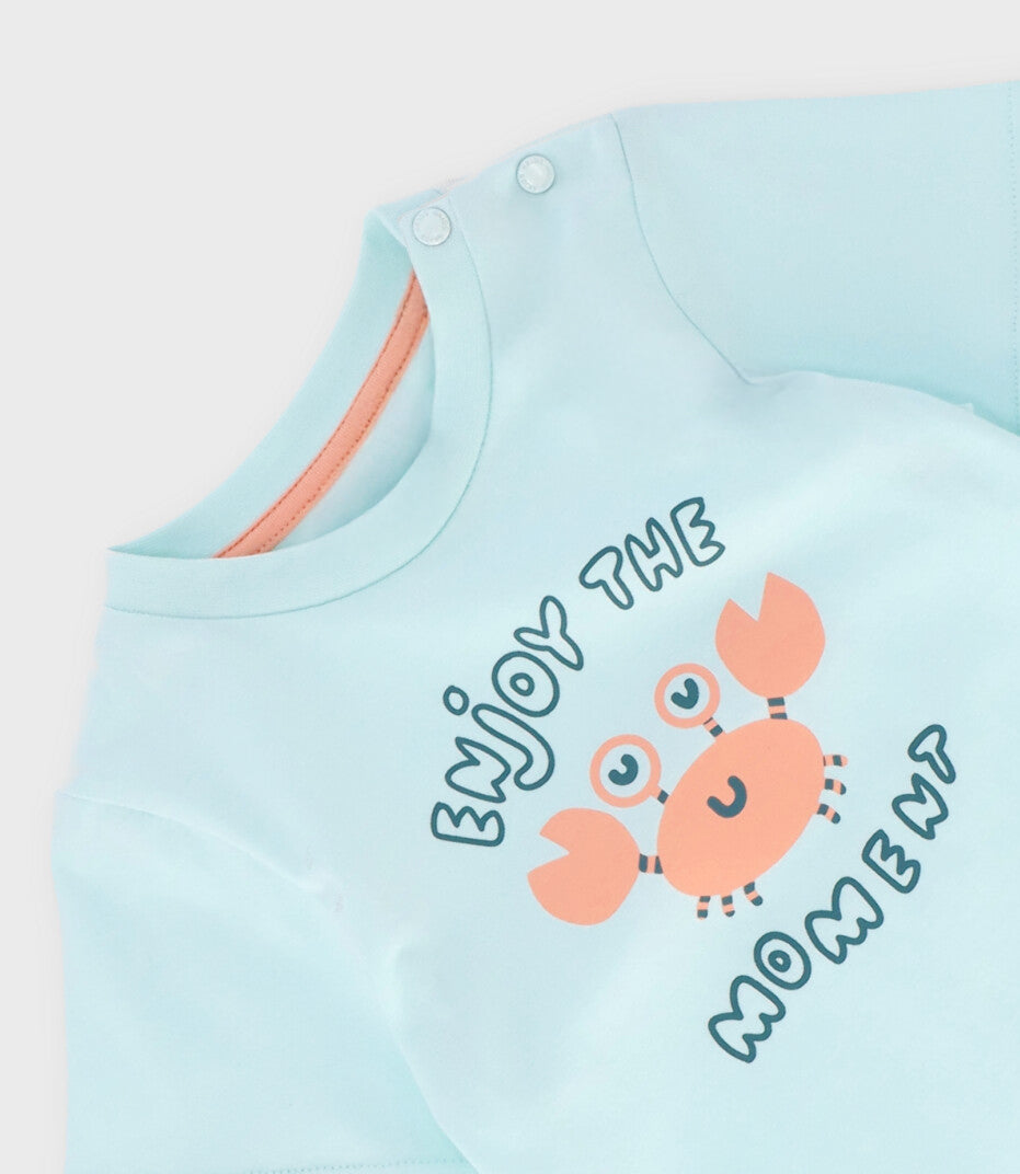 Polera bebé niño con cangrejo 6 meses / Menta
