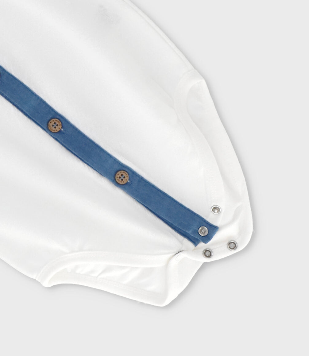 Body bebé niño con cuello 6 meses / Blanco