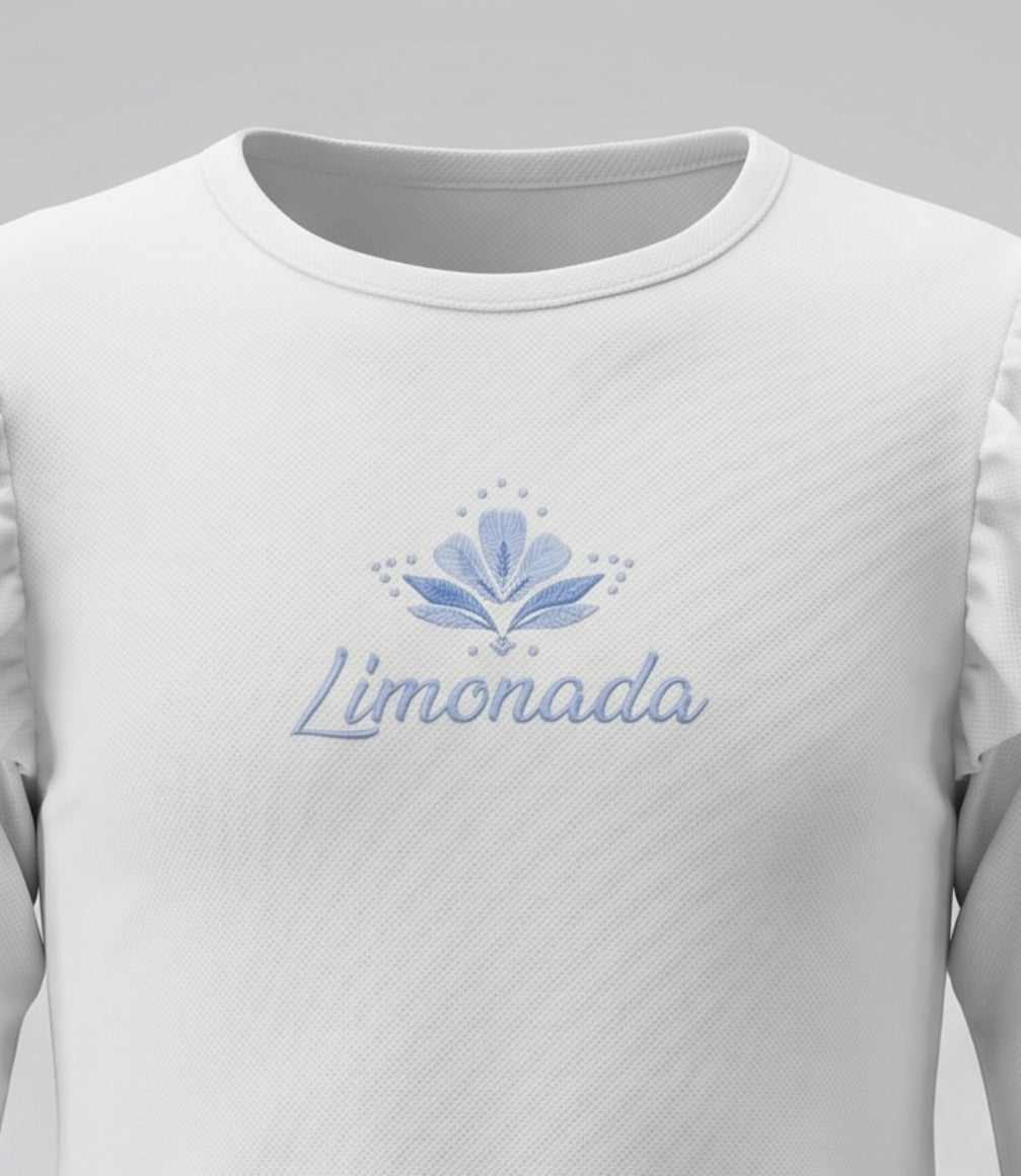 Polera niña acanalada con bordado