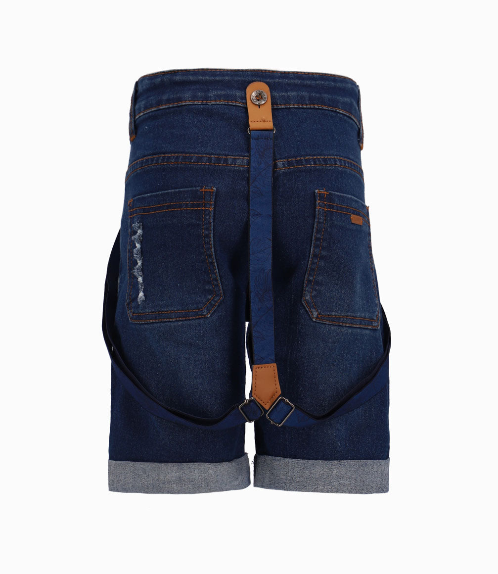 Bermuda Con Suspensores Niño Denim Azul