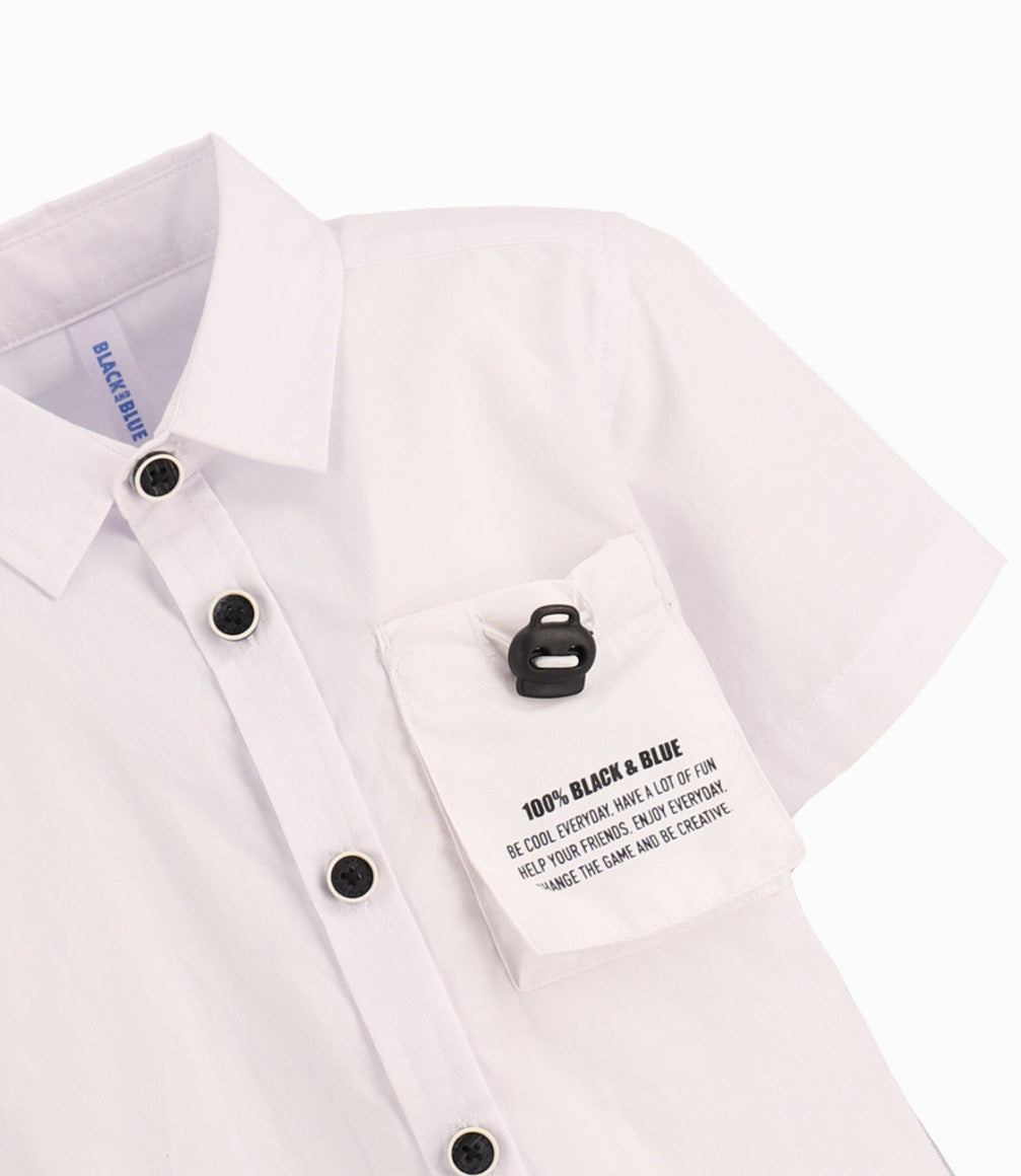 Camisa Bebé Con bolsillo ajustables Black and Blue Blanco