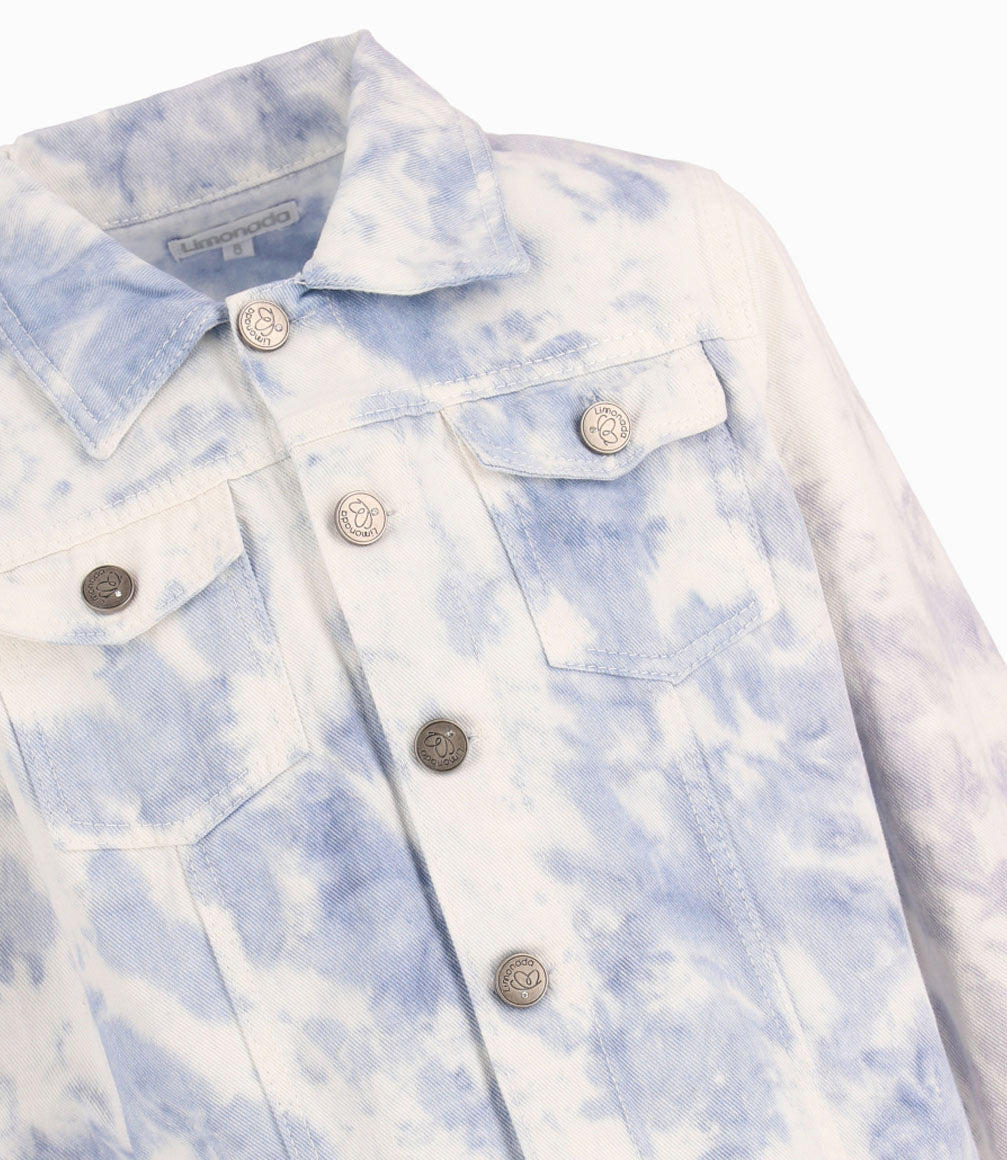 Chaqueta Tie Dye Niña 100% Algodón Celeste Limonada