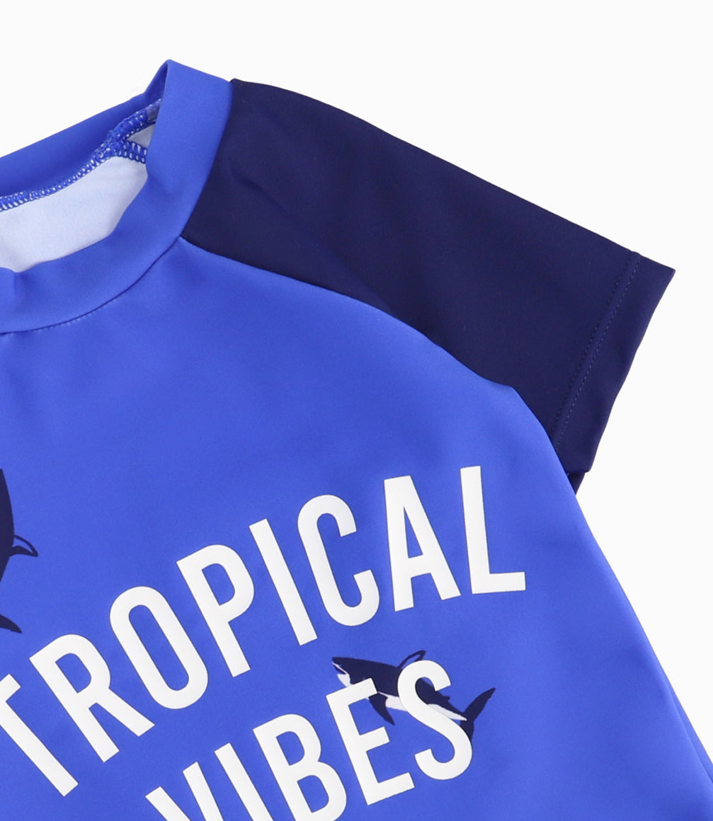 Polera Traje De Baño Bebé Niño Tropical Vibes 4 Kids Azul