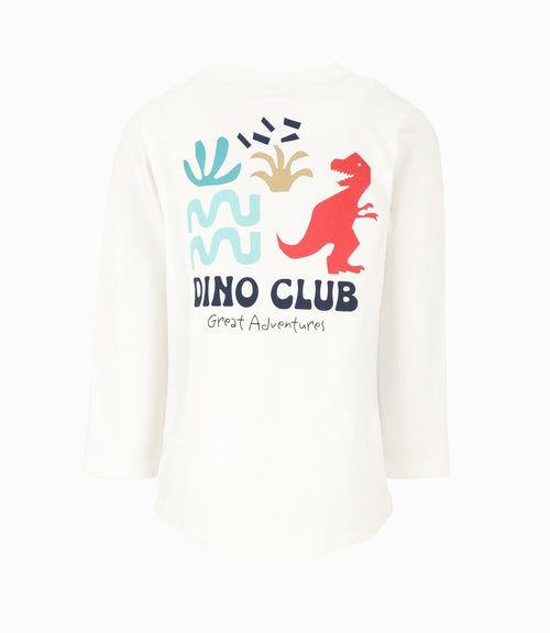 Polera niño con dinosaurio 2 años / Blanco