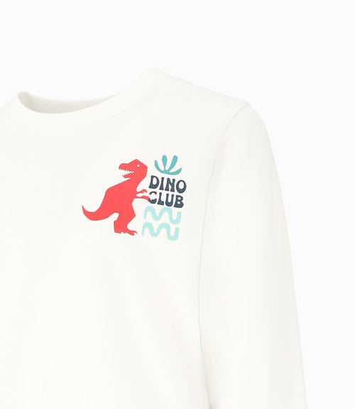 Polera niño con dinosaurio 2 años / Blanco