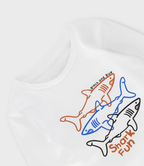 Polera niño shark fun 2 años / Blanco