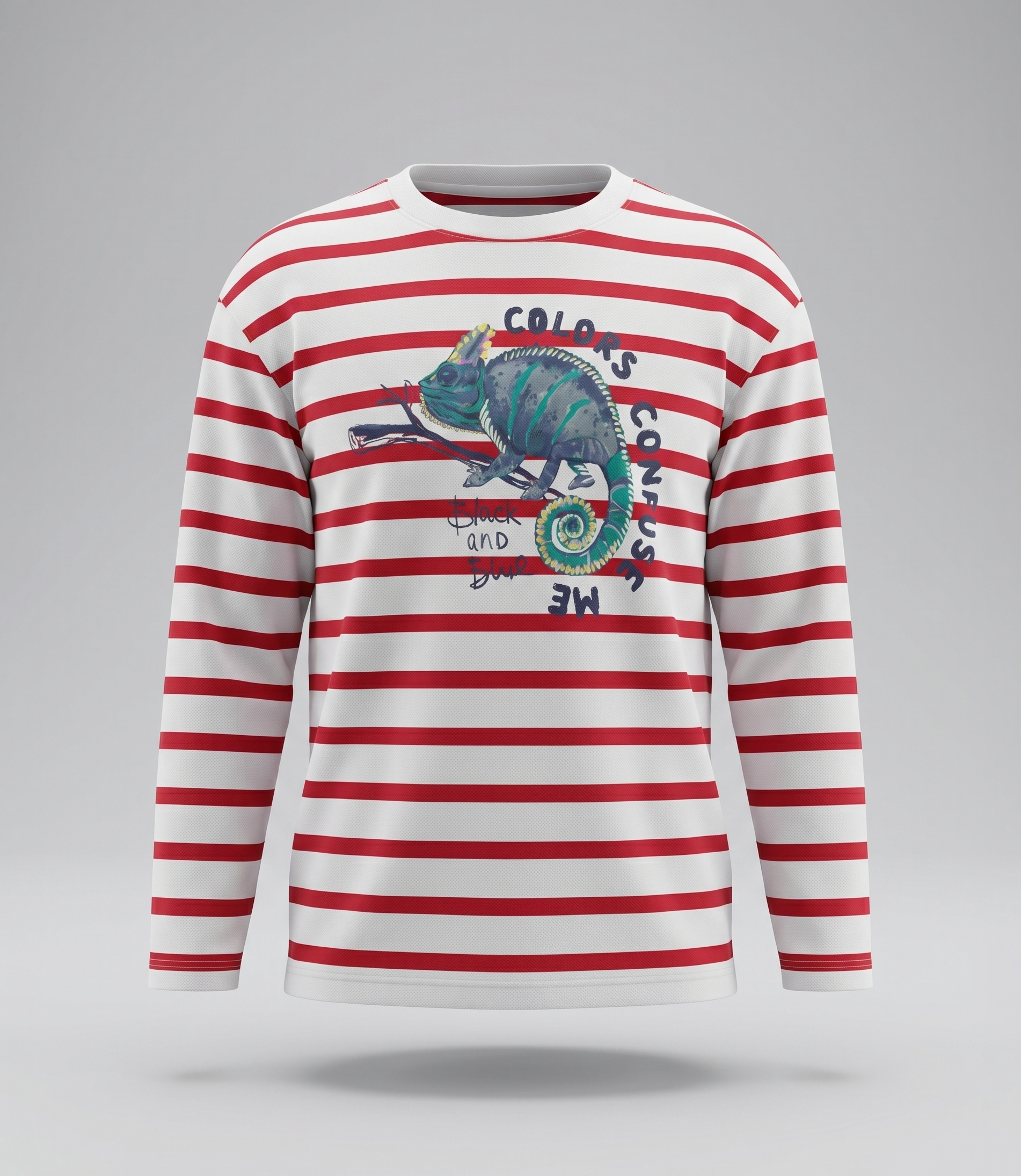 Polera niño rayado con camaleón 2 años / Rojo