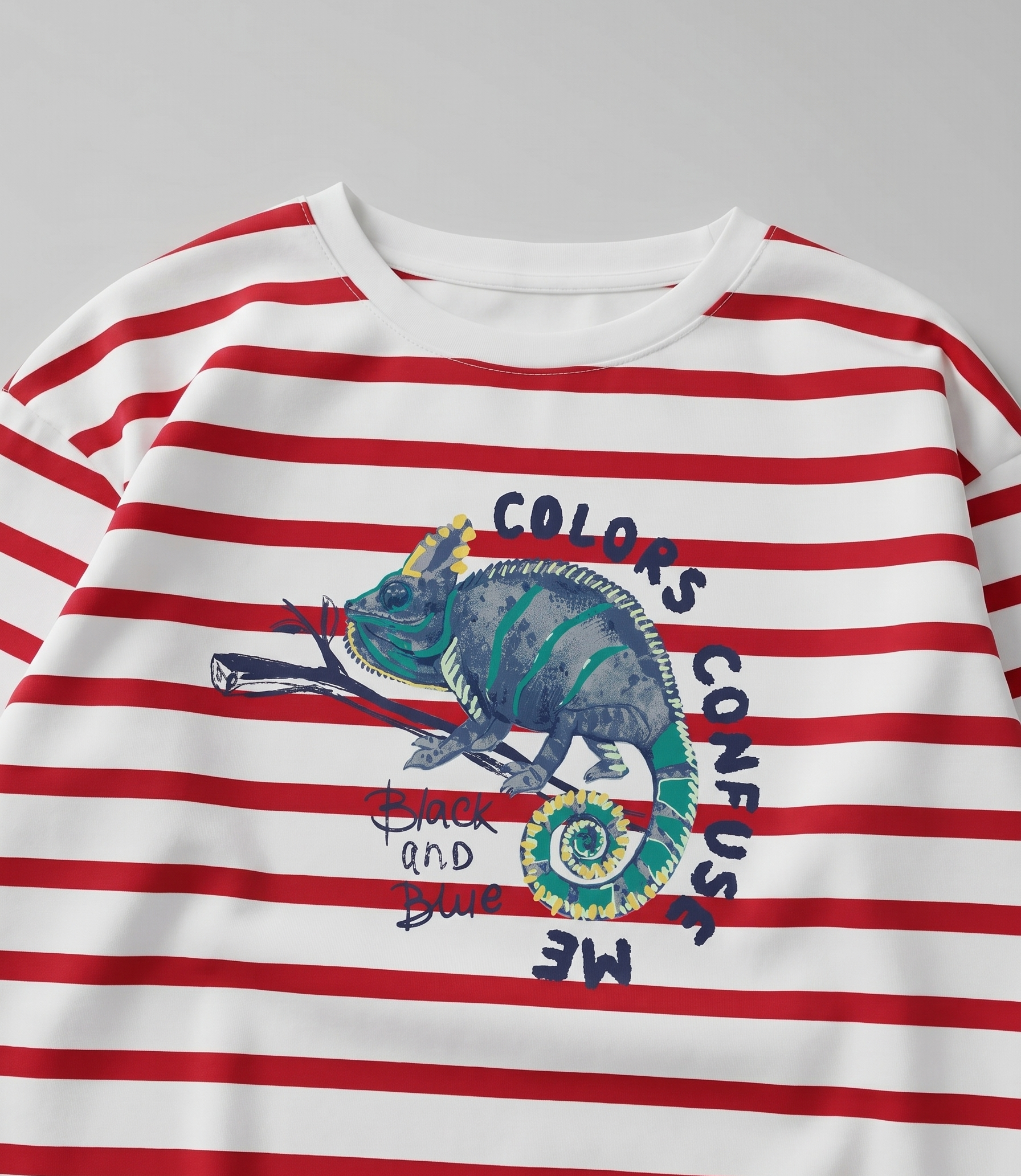 Polera niño rayado con camaleón 2 años / Rojo