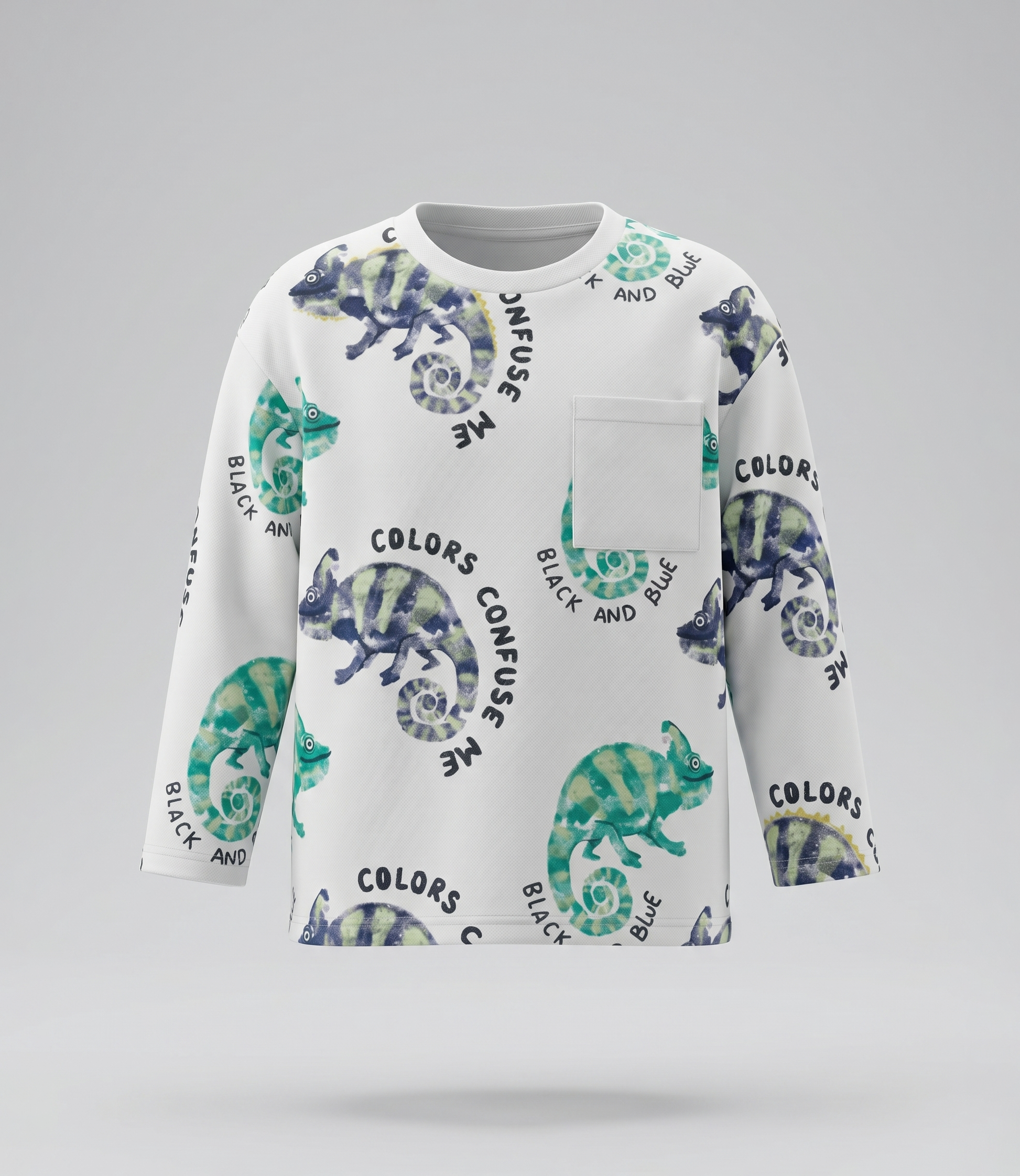 Polera niño oversize con camaleón 2 años / Crudo
