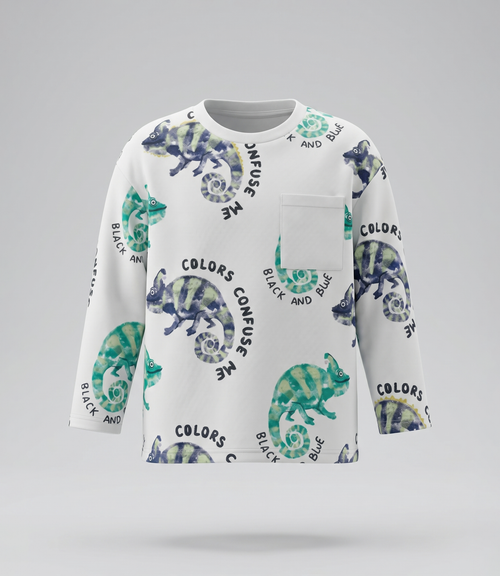 Polera niño oversize con camaleón 2 años / Crudo