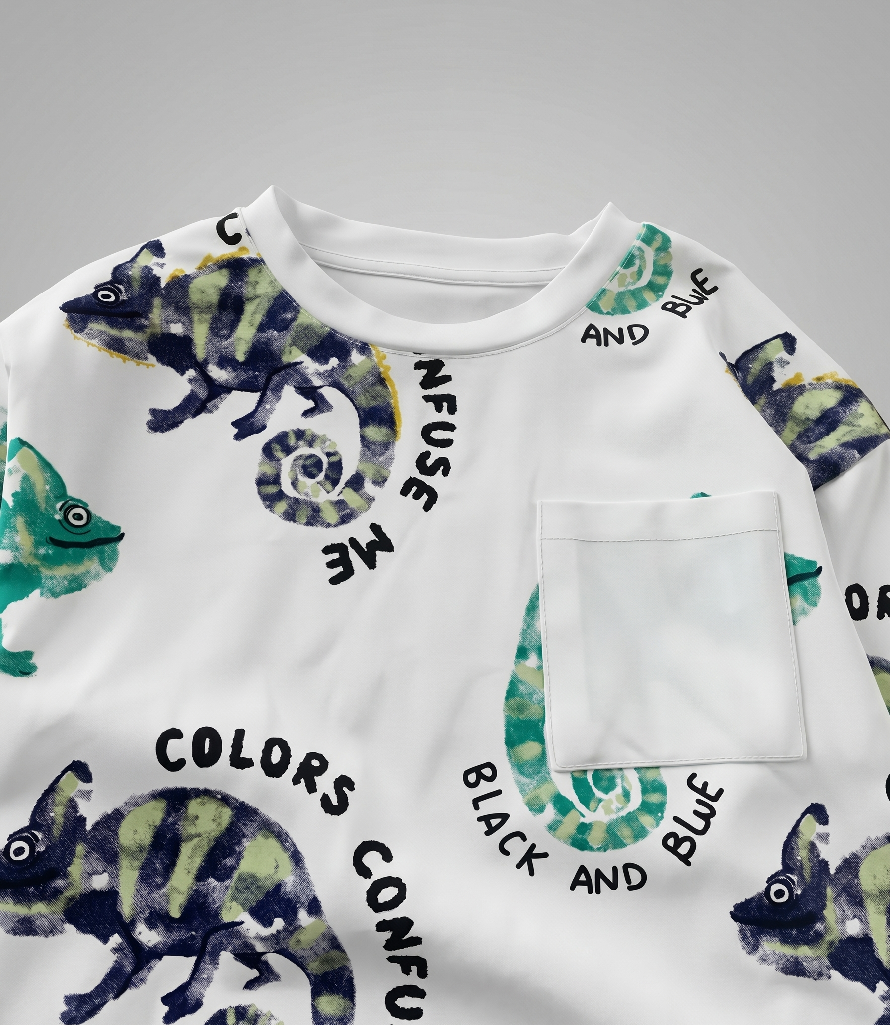 Polera niño oversize con camaleón 2 años / Crudo
