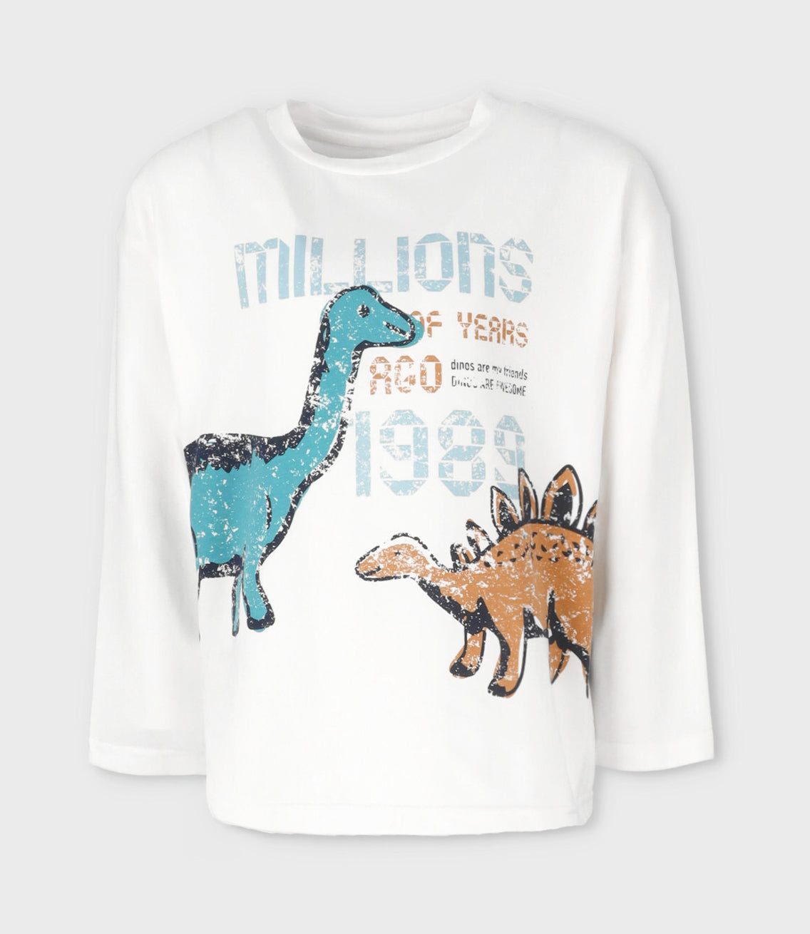 Polera niño con dinosaurios 2 años / Blanco
