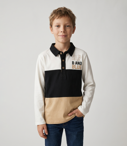 Polera niño con cuello 2 años / Blanco