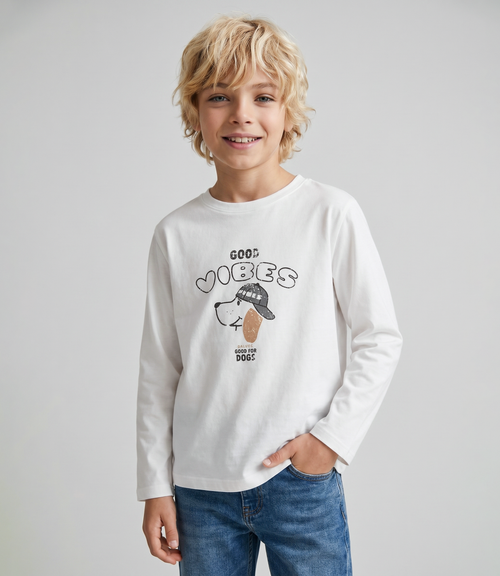 Polera niño good vibes 2 años / Crudo