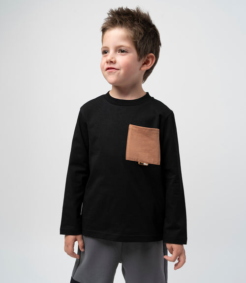 Polera niño con bolsillo 2 años / Negro