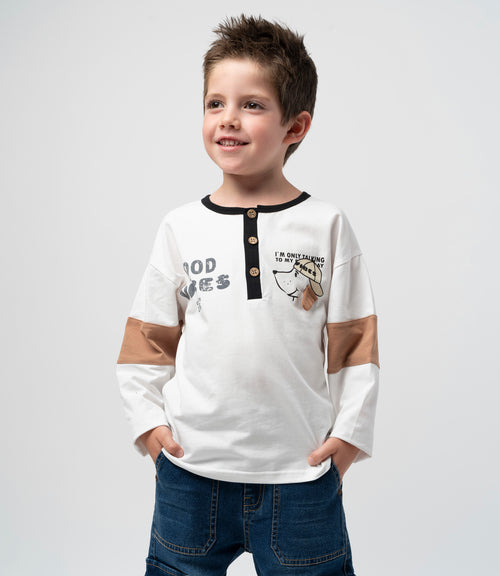 Polera niño good vibes 2 años / Crudo