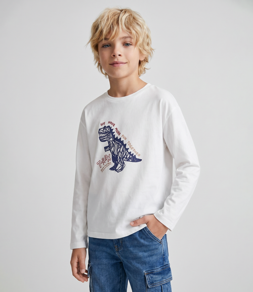 Polera niño t-rex 2 años / Crudo