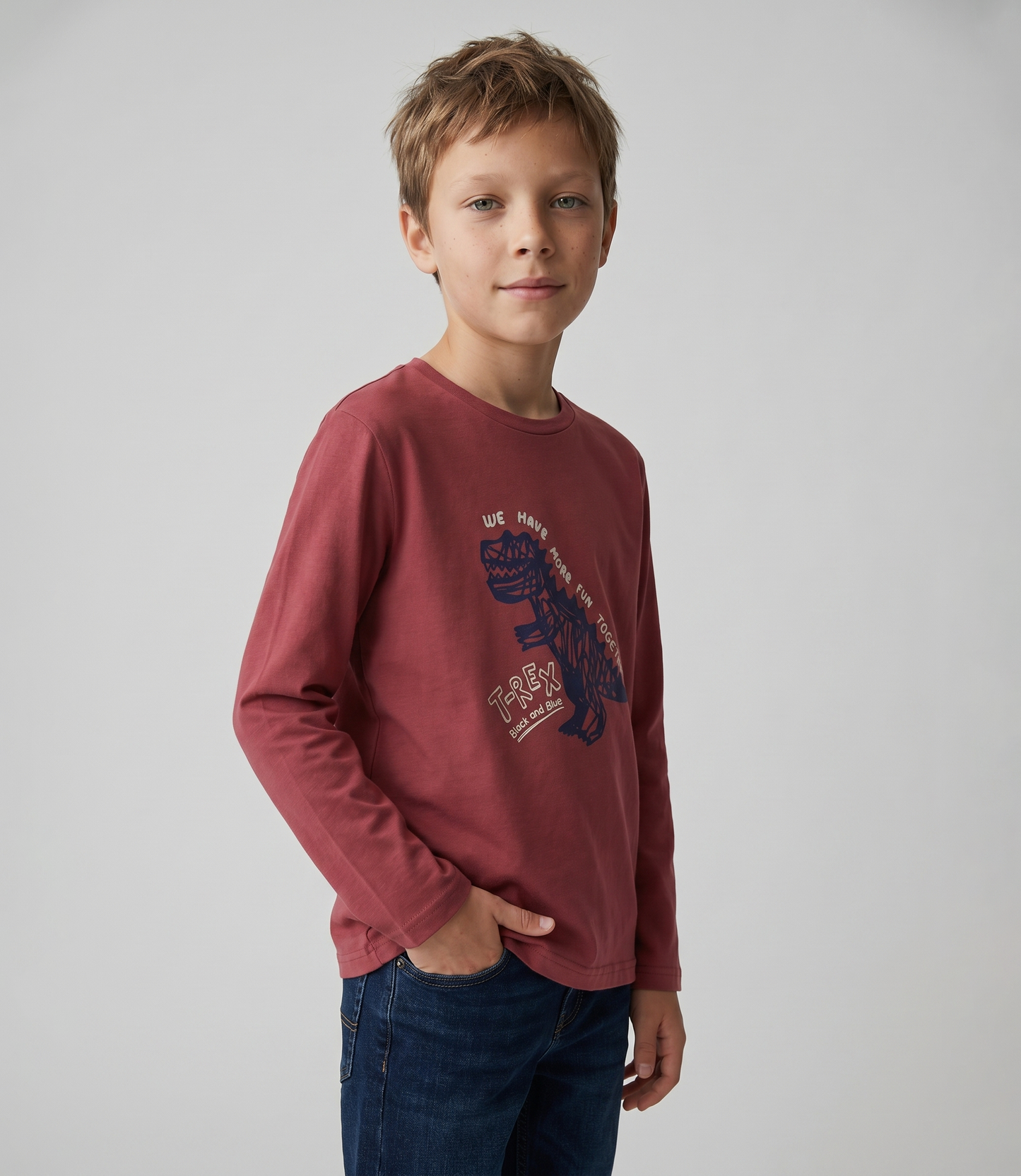 Polera niño t-rex 2 años / Terracota