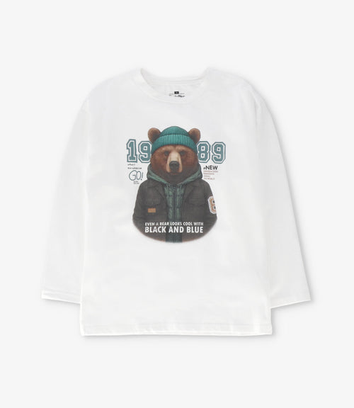 Polera niño con oso 2 años / Crudo