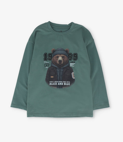 Polera niño con oso 2 años / Petróleo