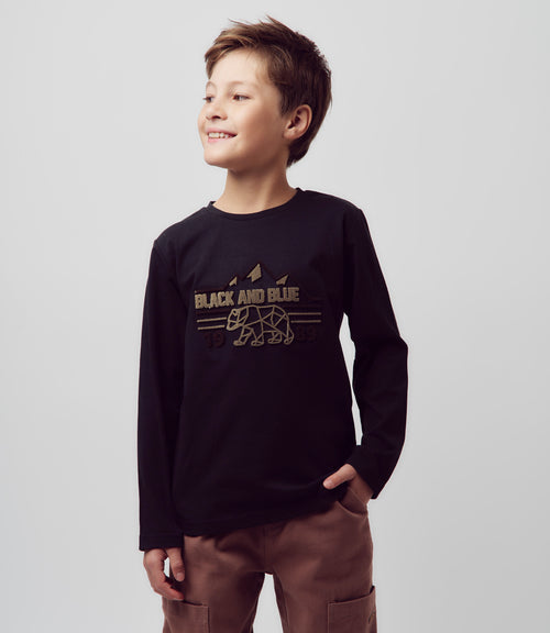 Polera niño con diseño 2 años / Negro