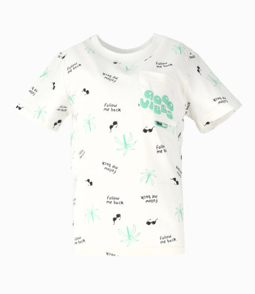 Polera Niño Con Palmeras 2 años / Blanco