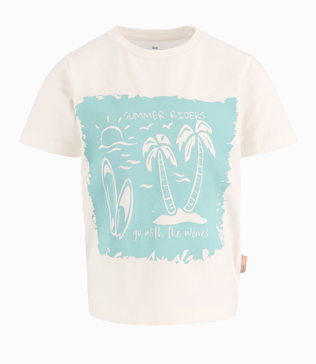 Polera Niño Con Palmeras 2 años / Blanco