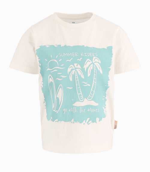 Polera Niño Con Palmeras 2 años / Blanco