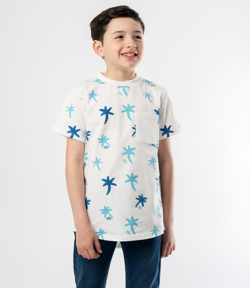 Polera niño con palmeras 2 años / Blanco