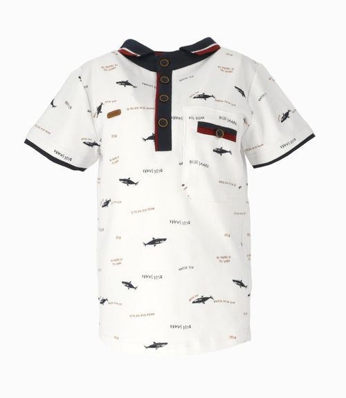 Polera niño con tiburones 2 años / Blanco