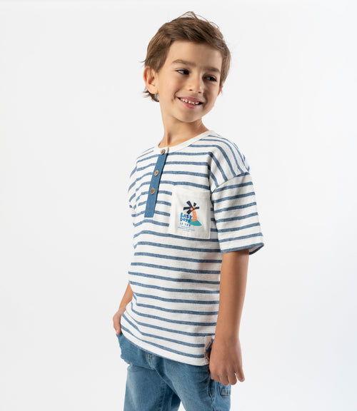 Polera niño con rayas 2 años / Blanco
