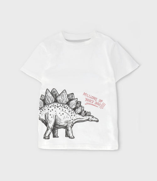 Polera niño con dinosaurio 2 años / Blanco