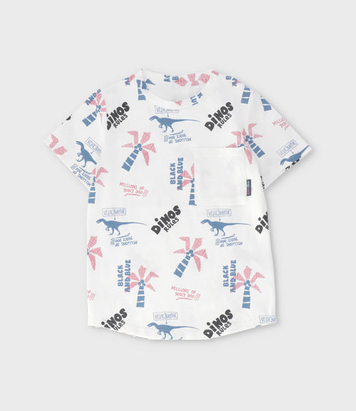 Polera niño dinos 2 años / Blanco