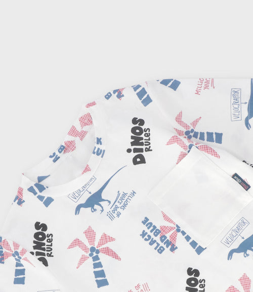 Polera niño dinos 2 años / Blanco