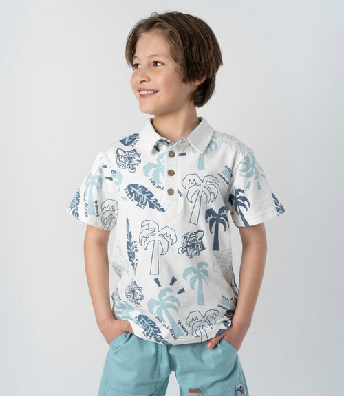 Polera niño con cuello 2 años / Crudo