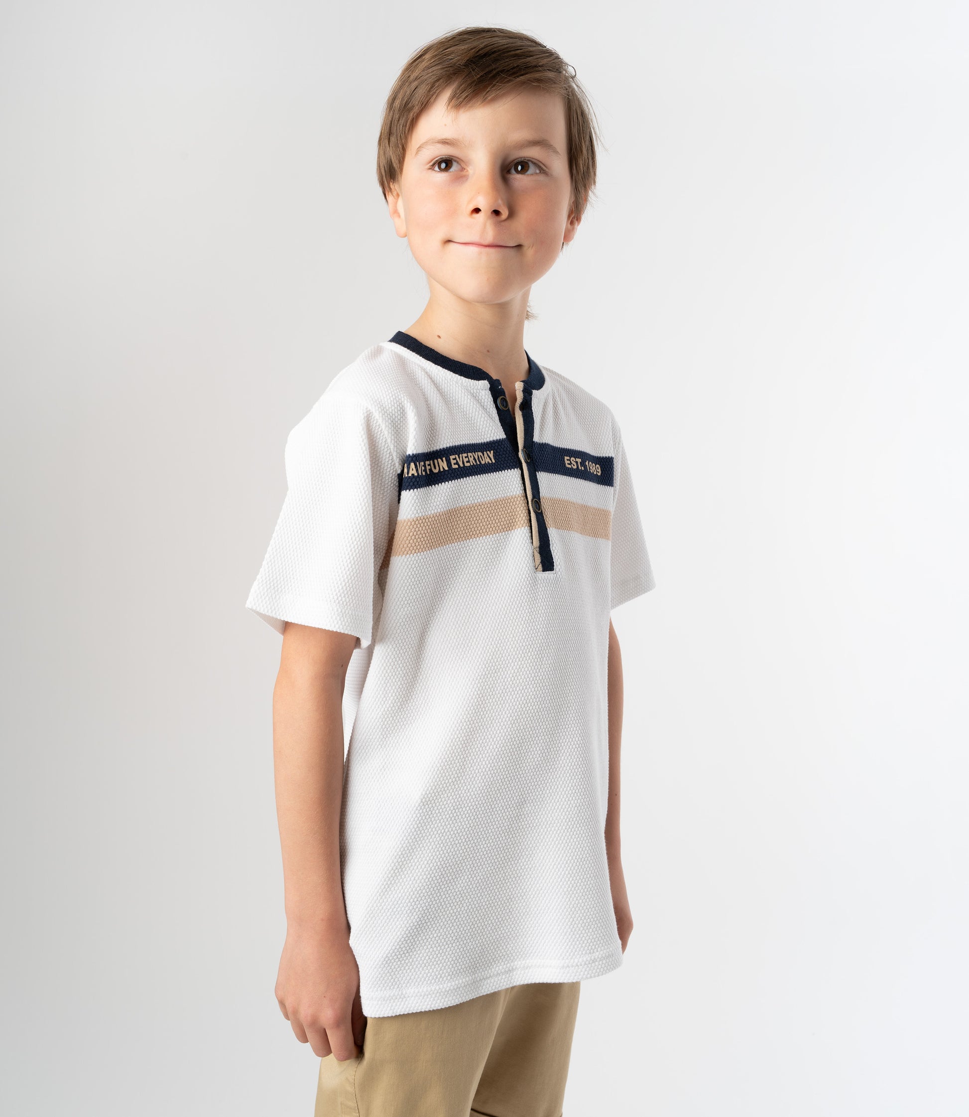 Polera niño con botones 2 años / Blanco