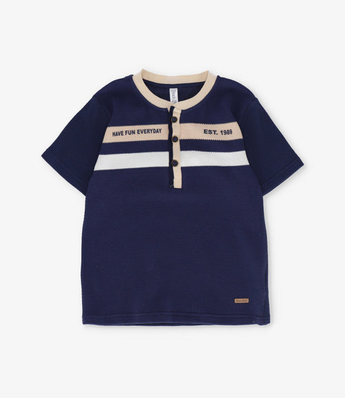 Polera niño con botones 2 años / Azul Marino