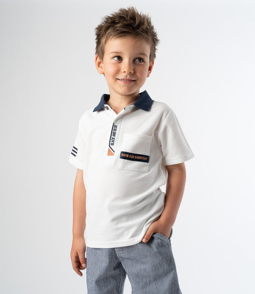 Polera niño piqué 2 años / Blanco