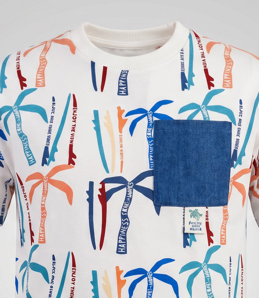 Polera niño palmeras 2 años / Crudo