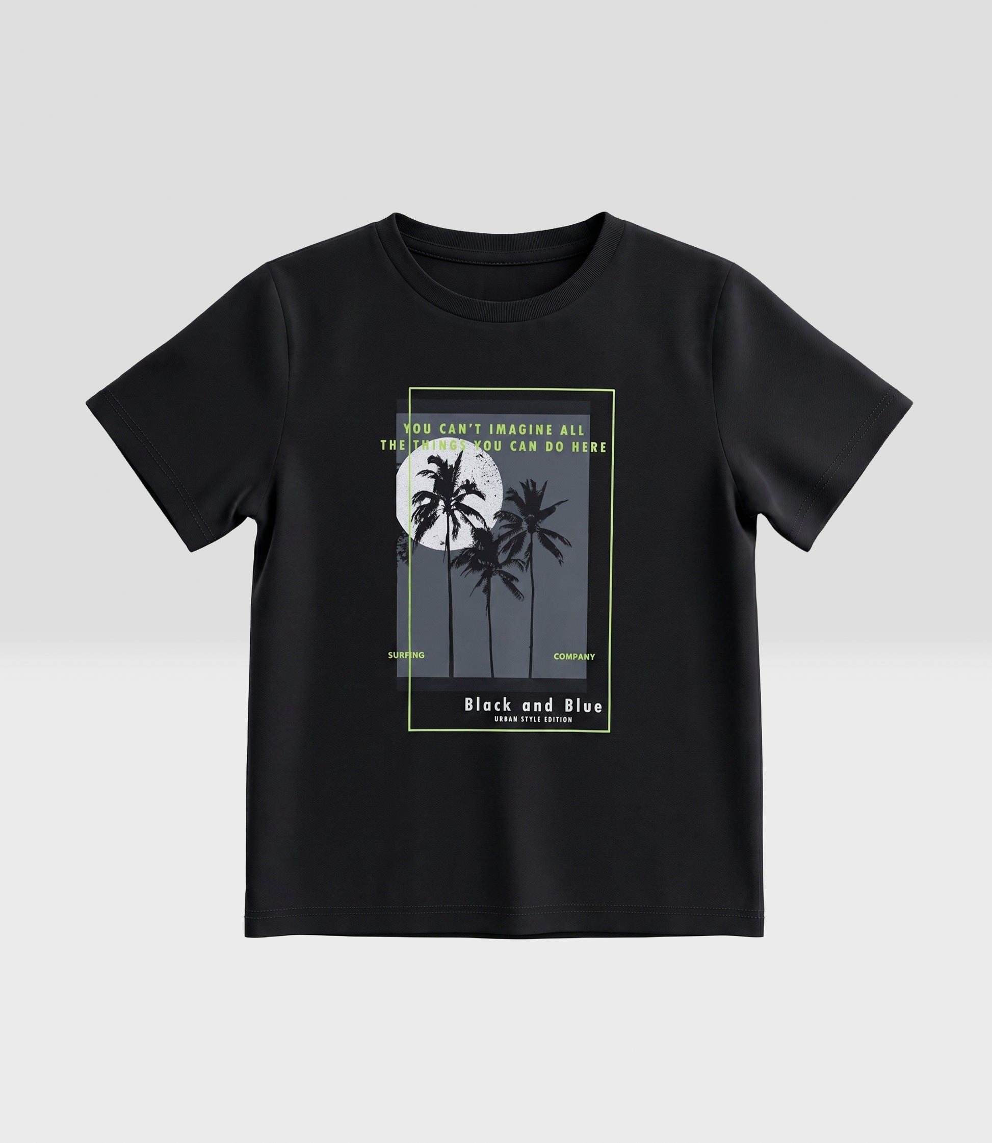 Polera niño palmeras 2 años / Negro