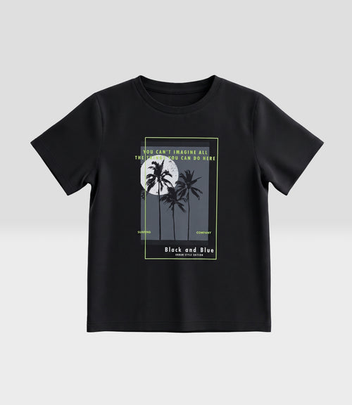 Polera niño palmeras 2 años / Negro